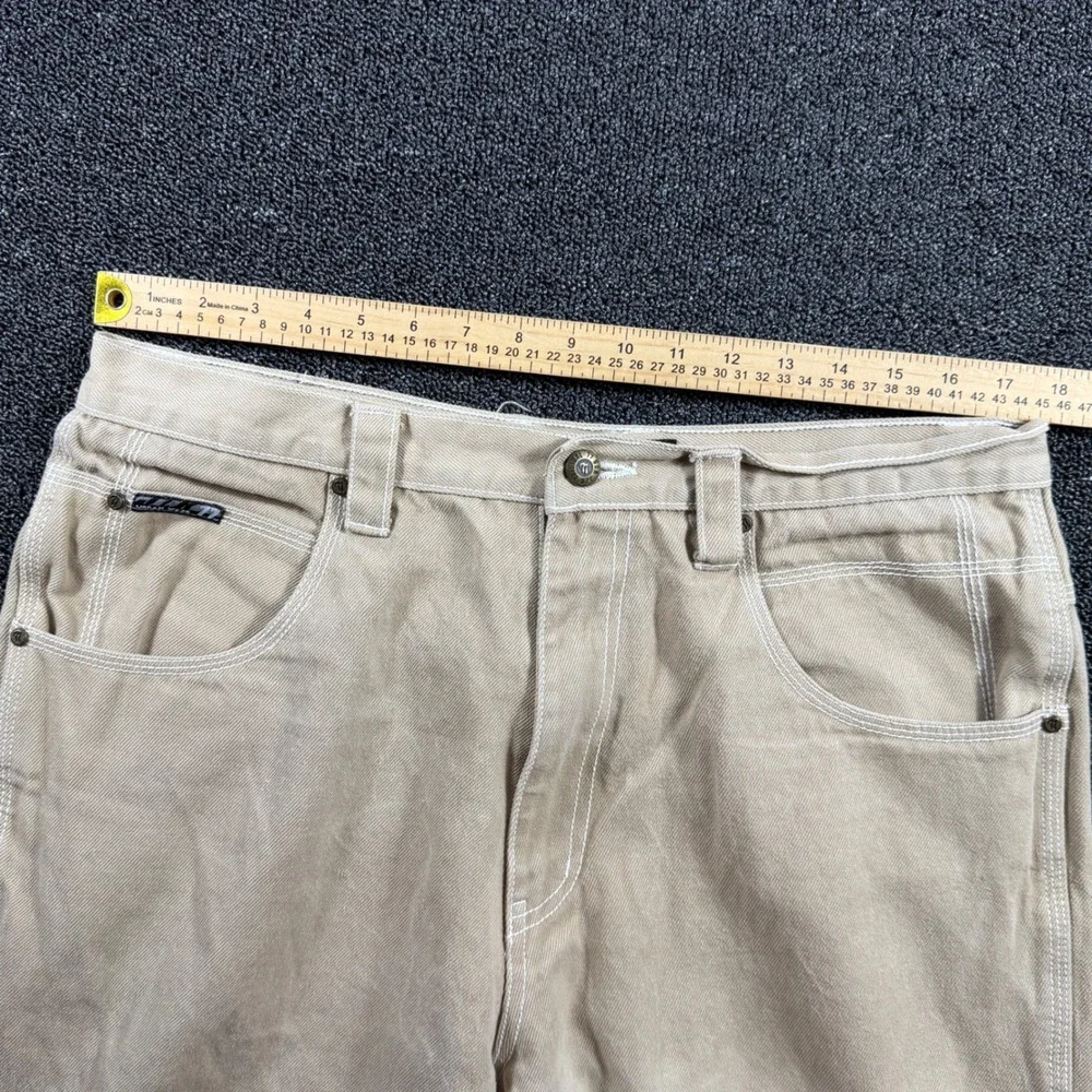 Vintage JzR77 Urban Wear Baggy Wide Leg Carpenter Pants 36x30 Tan Y2K Streetwear
